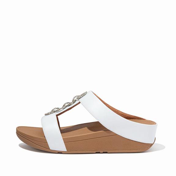 FitFlop Women's FINO Faux Leather Slides - White (UHNOI-6731)